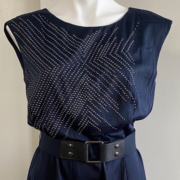 BCBG MAXAZRIA Runway Navy Metal Studded Dress - Picture 1 of 8